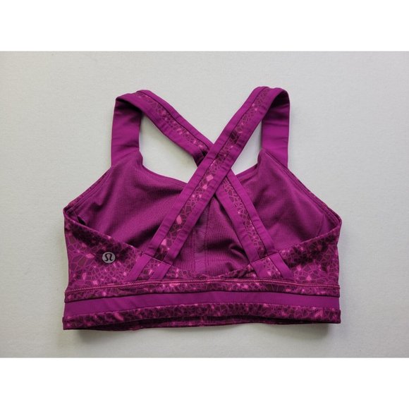 Lululemon Women 4 Purple Layer Sports Bra Wireless Wide Crossback Straps Stretch - Picture 4 of 8